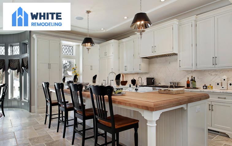 Spacious kitchen with island seating area